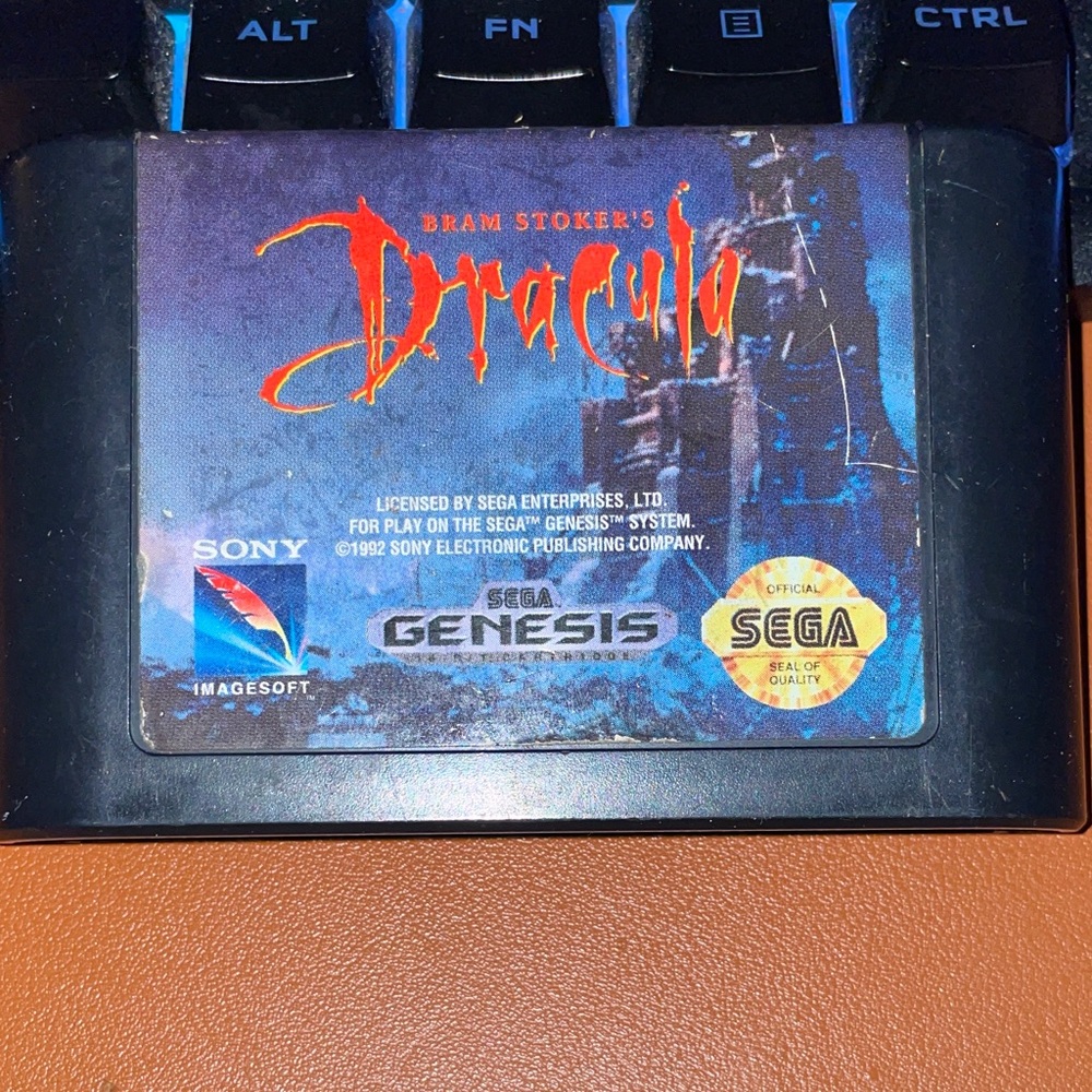 Sony Sega Genesis Dracula Game Cartridge - Blue and Black